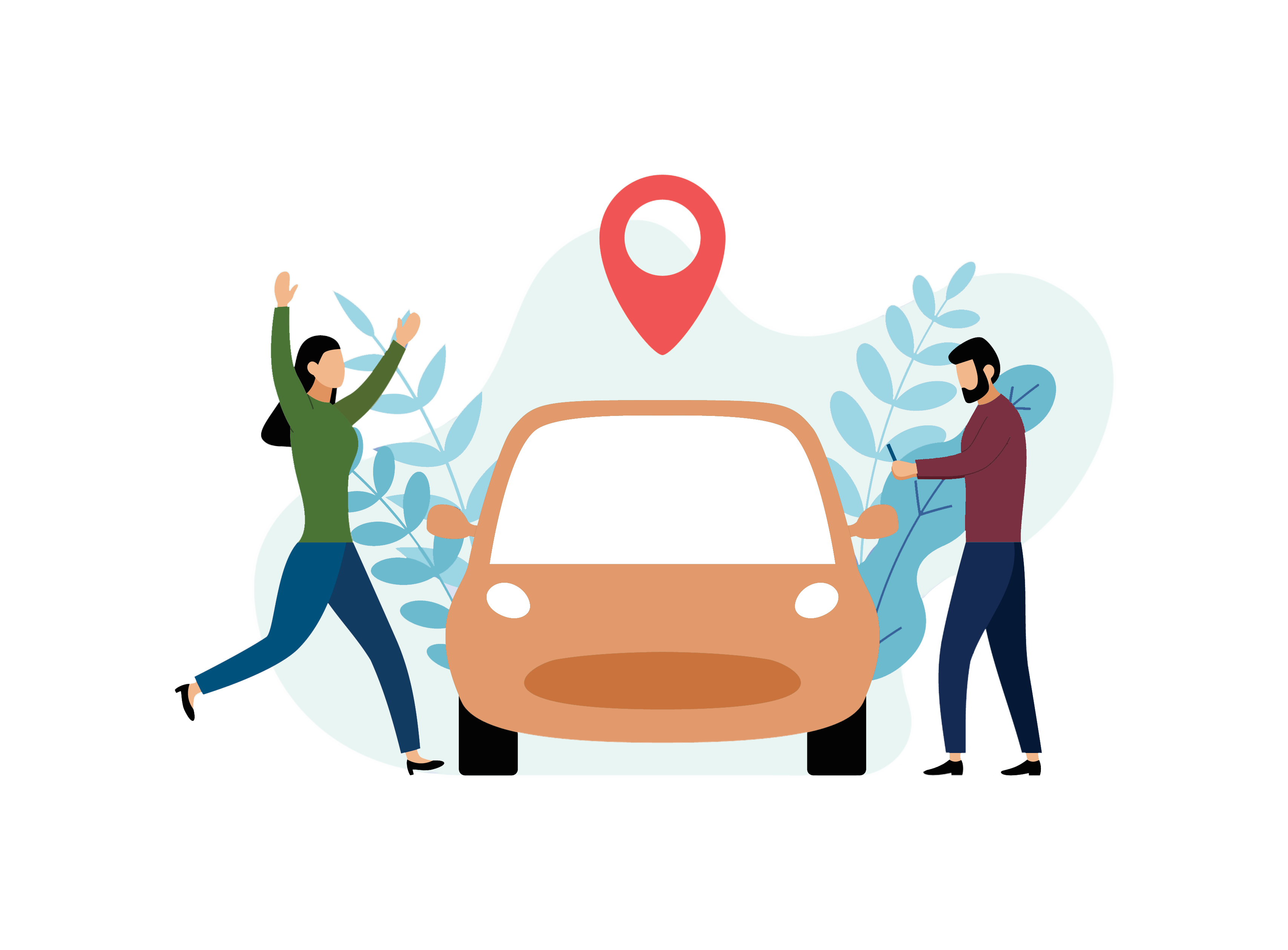 Illustration image of couple getting into car