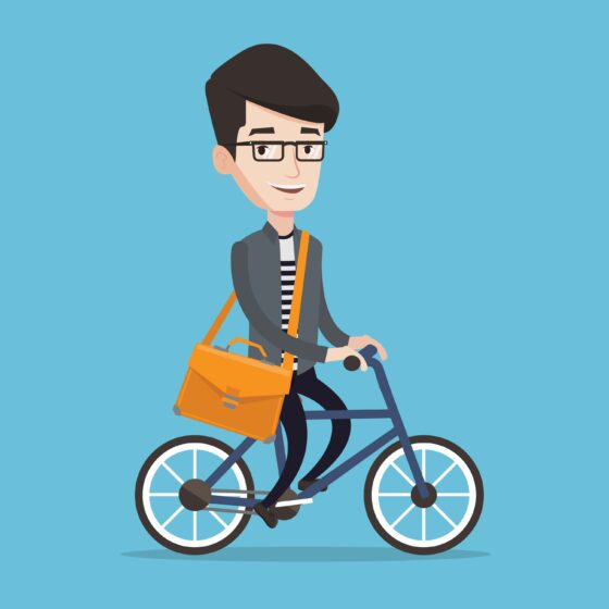 man biking to work