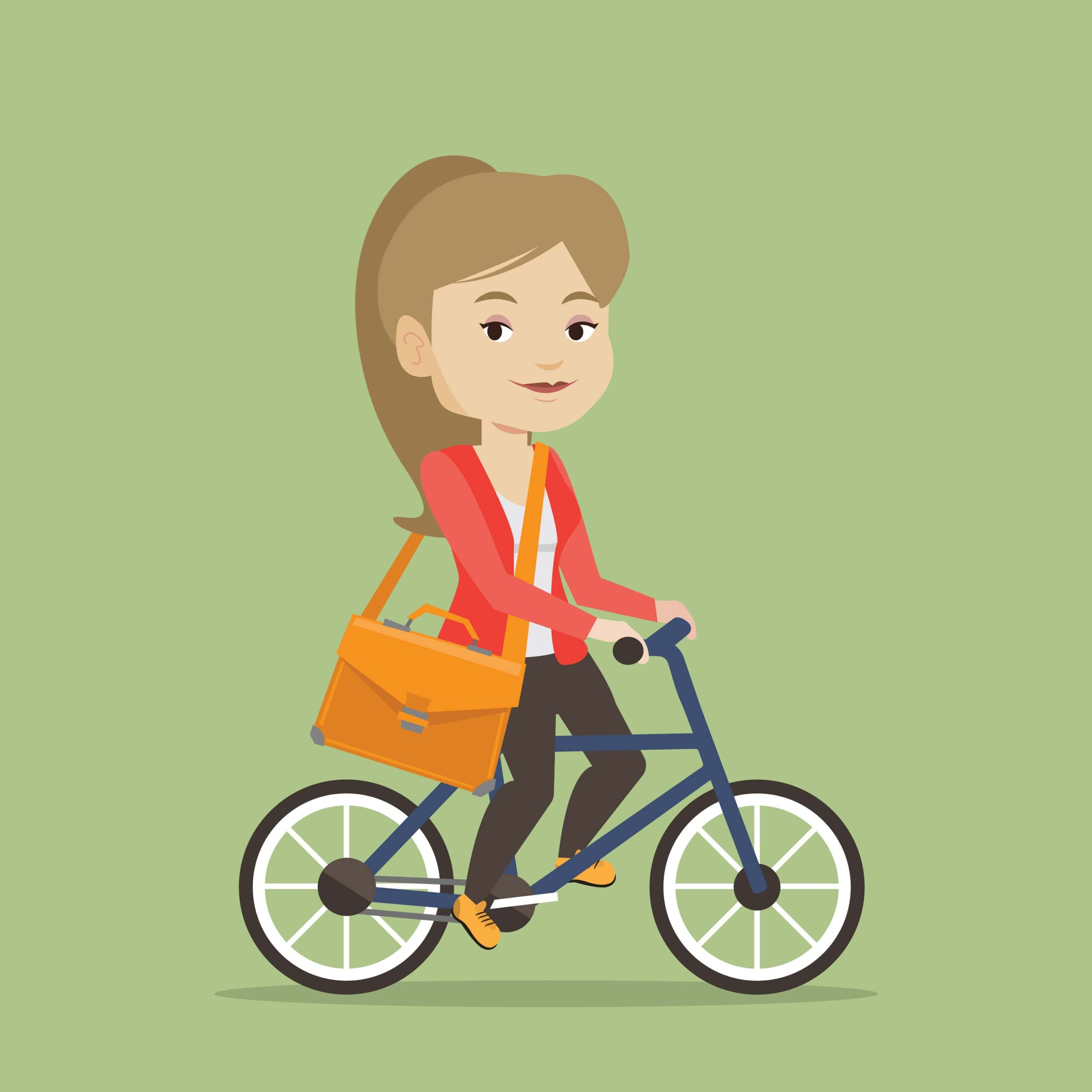 Woman biking to work